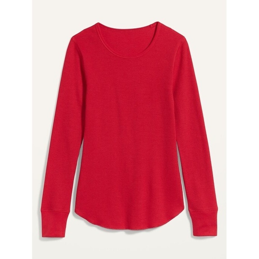Old Navy Thermal LS Top Women M Robbie Red Waffle Knit Lumberjack‎ Casual Cozy